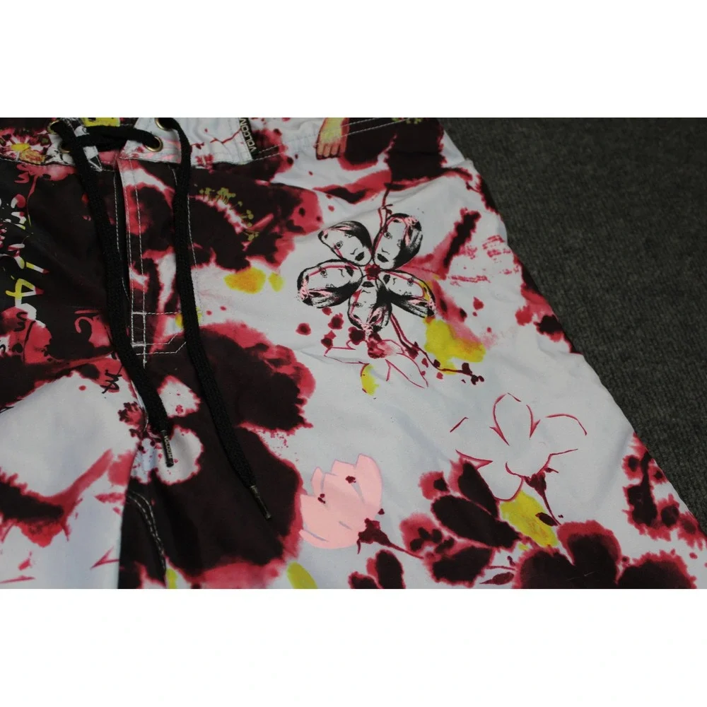 Volcom Modulator Technology Board Shorts Mens 36 Graphic Floral Face Print Blue